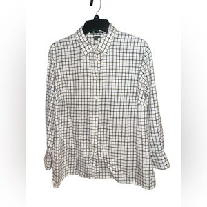 Lauren Ralph Lauren Neutral Plaid Preppy button Shirt women's size 1X